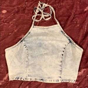 Hollister cropped denim tank